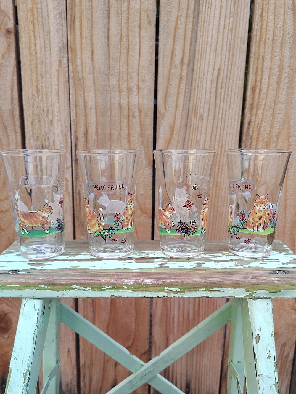 Molly Hatch Hello Friend Cat Glasses - Anthropologie - Rare - Collectors